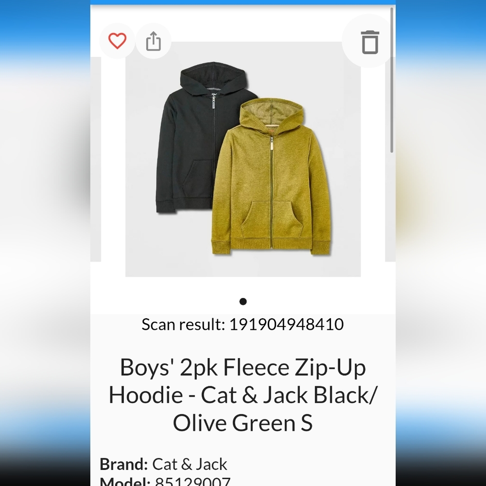 Cat&Jack boys 2pk fleece zip up hoodies
